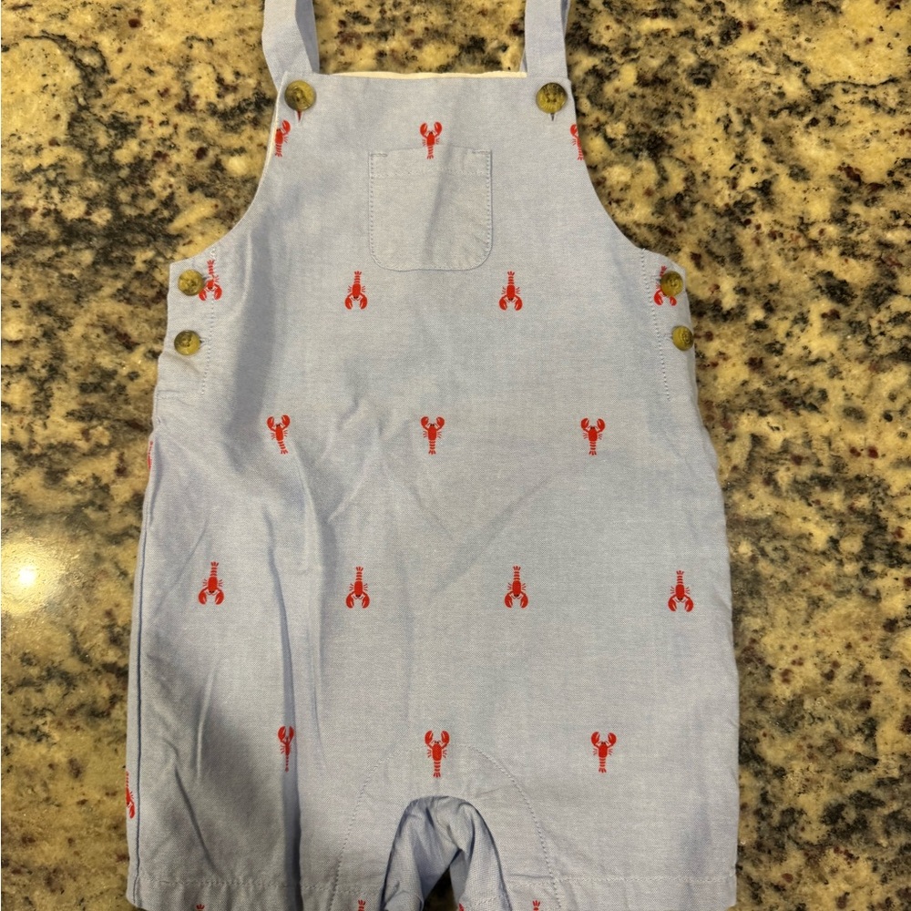 Janie and Jack Light Blue Overalls with Lobsters